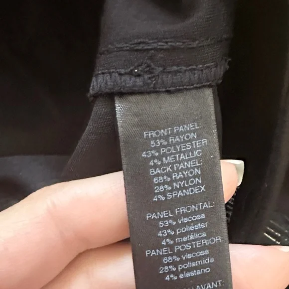 White House Black Market Jaquard Black Gold Ponte Skinny Pants Size 0 - Picture 8 of 14